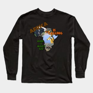 Africa Is Calling Wildlife Continent Collage Long Sleeve T-Shirt